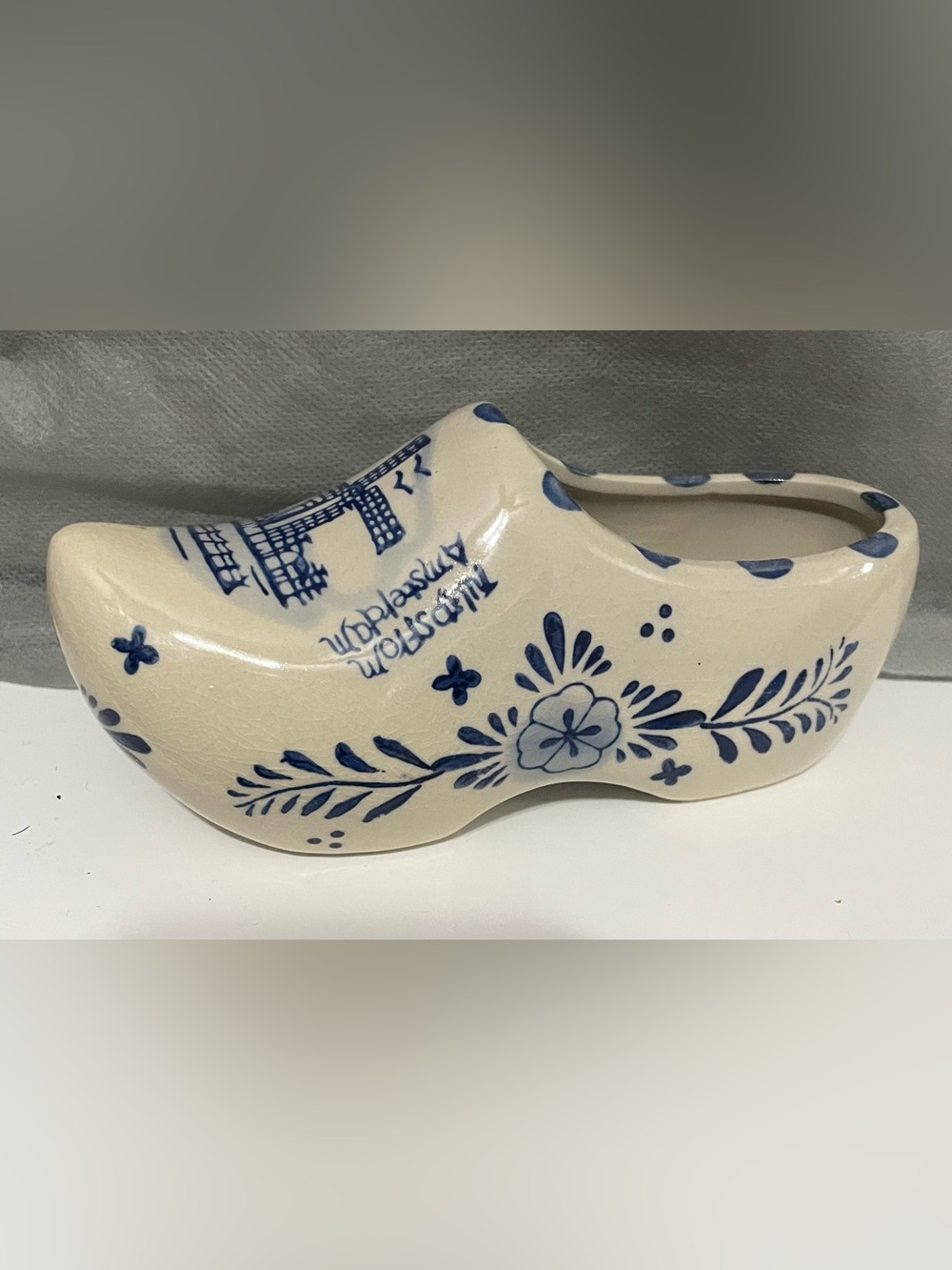 Ceramic Delft-Style Blue & Cream Decorative Clog